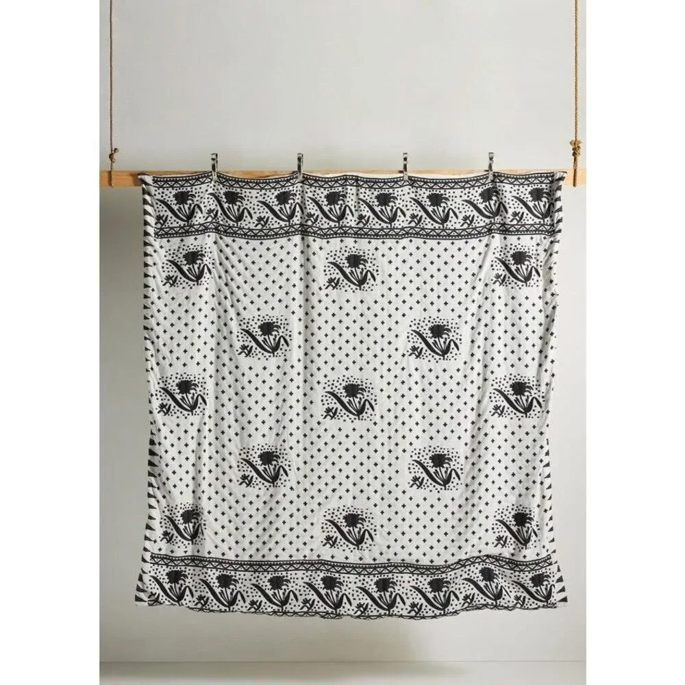 NWT Anthropologie Jacquard Woven Jeanette Queen Duvet Cover Black & White